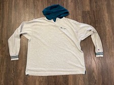 Vintage Champion Long Sleeve Hooded Shirt Embroidered Logo Made In USA Men's XXL