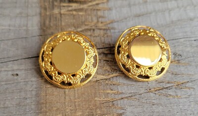 VINTAGE Gold Tone Stanhome Product Jewelry SHP INC Filigree CLIP-ON EARRINGS WOW