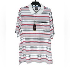 Greg Norman For Tasso Elba Men's Size XL Golf Polo Shirt White Blue Red NWT