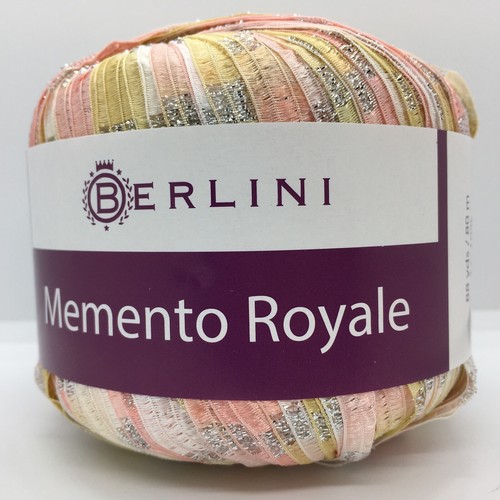 Memento Royale Berlini Glitter Ribbon Yarn #64 Freshwater Pearls Silver 3/8" 88y - Picture 6 of 6
