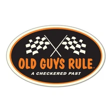 OLD GUYS RULE " A CHECKERED PAST  "  3" X 5" HIGH QUALITY DECAL STICKER 