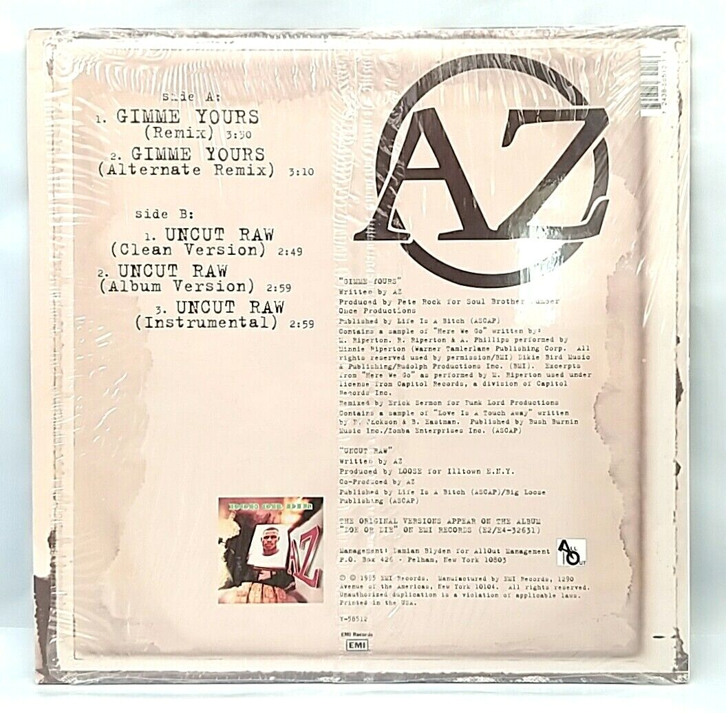 Vinyl) AZ – Gimme Yours, US OG Press, Y-58512, Single, 5 Tracks