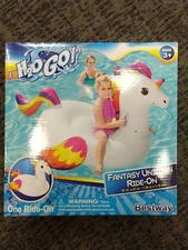 H20GO! Bestway Fantasy Unicorn Kids Ride-On Pool Float-61"x47"  -F2B