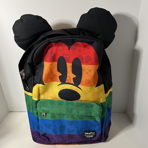 Zaino Disney Parks Loungefly Topolino con orecchie Rainbow Pride nuovo con etichetta - Foto 4 di 11