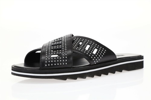 Womens CHARLES DAVID ( sneaky ) 160440 Black Leather Slide Sandals sz. 12 M