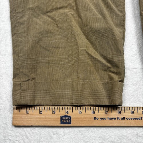 VTG Polo Ralph Lauren Plaid Pants 33x32 Brown Tan Pleated Cuffed Tartan *READ* - Picture 17 of 19