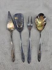 Set of 4 Meriden Silver Plate Flatware Serving Utensils First Lady Canape
