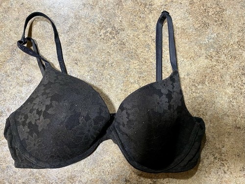 VICTORIA'S SECRET Pink PUSH-UP UNDERWIRE BRA SIZE 32C Black