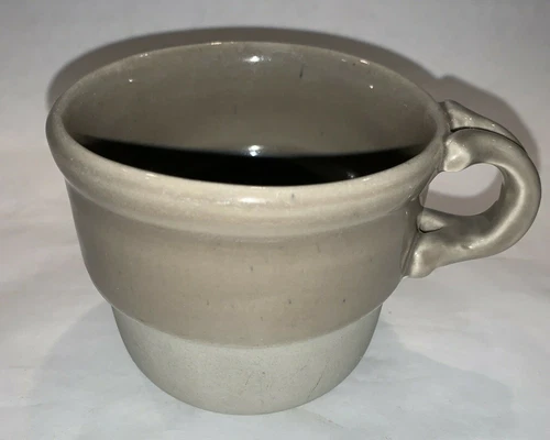 Vintage Bennington Pottery Stacking Mug 1960 Taupe Brown glazed/unglazed D. Gil 
