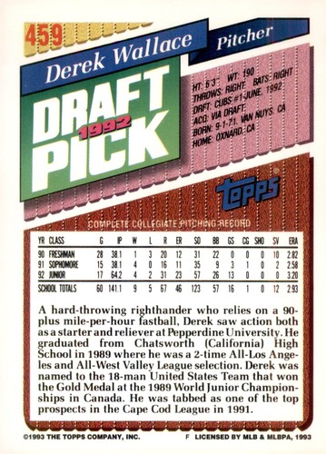 S8R7: 1993 TOPPS BASEBALL CARD #'S 251-500 - Picture 341 of 411