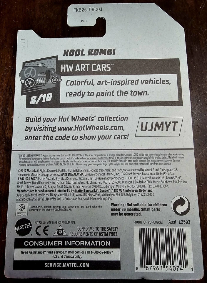 Hot Wheels 2018 Treasure Hunt Kool Kombi Purple HW Art Cars #8/10 *NEW* - Image 2 of 2