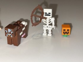 LOT 5 Lego 21114 Minecraft Farm Minifigs Steve Skeleton Sheep Cow Pumpkin EUC