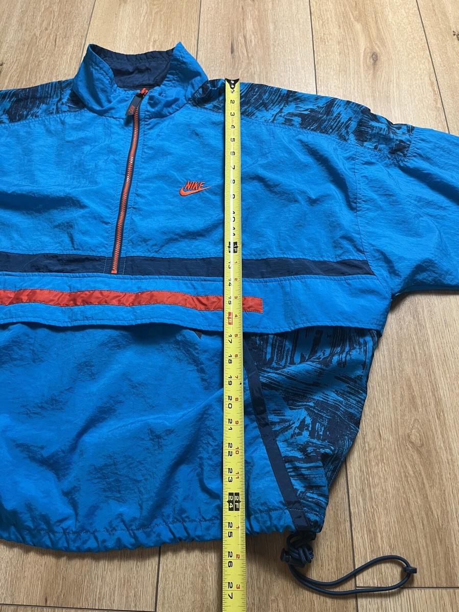 NIKE Jacket Men's Large Blue Neon Retro Windbreaker Anorak 1