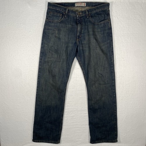 Wrangler Herren Dark Wash Denim Jeans Relax Boot Flex Größe 34x32 Freizeit Workwear