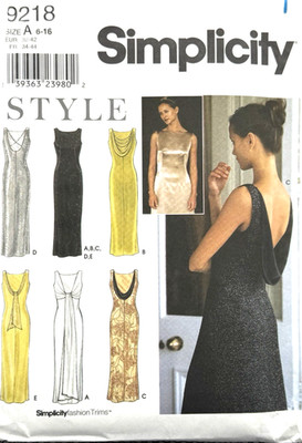 Rare Simplicity Style Pattern #9218 - Evening Dress - (Sizes 6 - 16) - Uncut