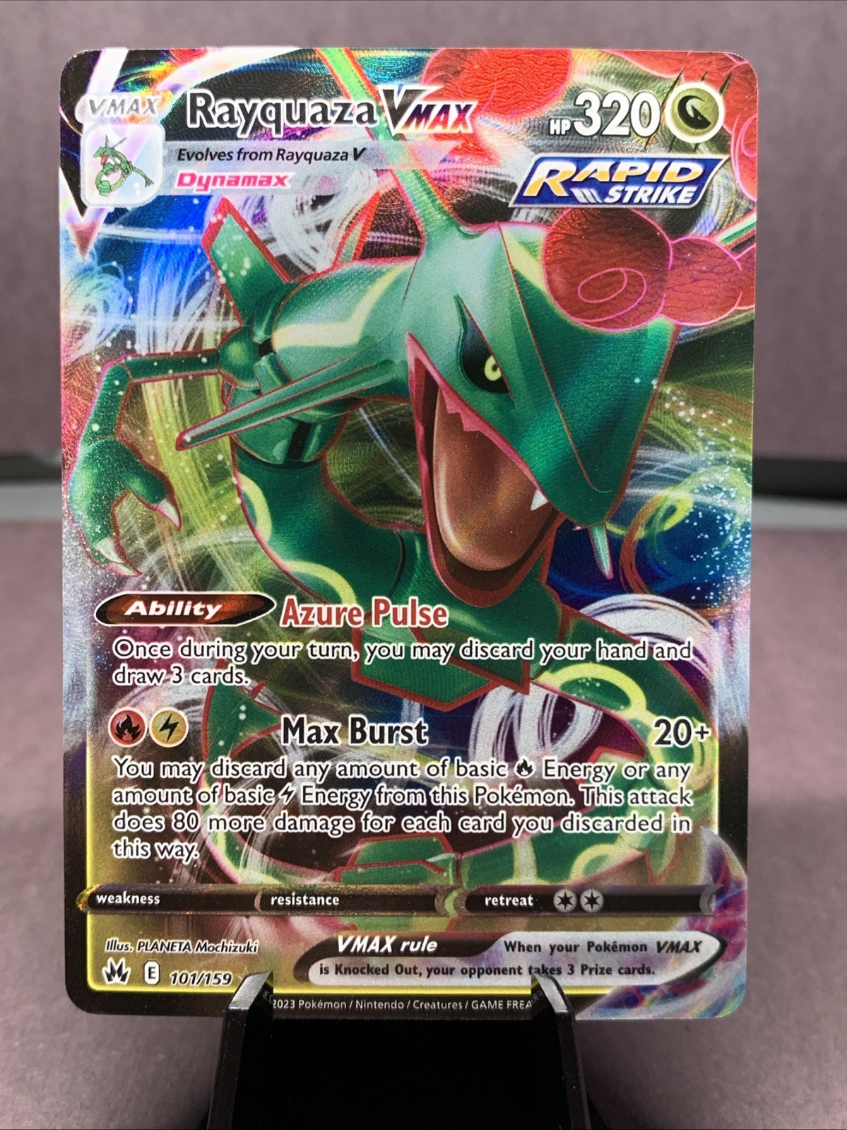 Pokemon TCG Rayquaza VMAX 101/159 Crown Zenith Full Art Holo Rare NM