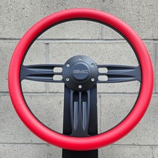 14 Black Double Barrel Wheel W Red Vinyl Half Wrap Gmc Horn Button