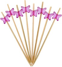 3.9" Decorative Acrylic Purple Butterfly Bamboo Cocktail Fruit Sandwich Picks