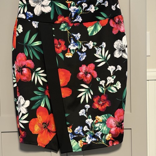 Bodycon Thalia Sodi donna grande nero motivo floreale matita subacquea elasticizzato nuovo con etichetta - Foto 1 di 10