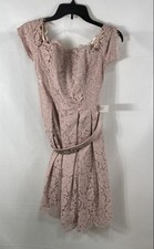 Eliza J Women's Pink Floral Lace Off-Shoulder Belted Sheath Dress NWT Size 6