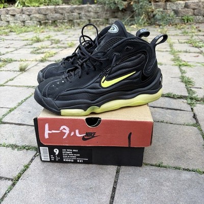 Vintage 1997 NikeAir Total Max Uptempo Black Neon Yellow Size 9 OG Display Only