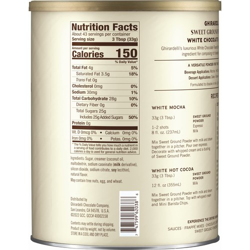 Sweet Ground White Chocolate Gourmet Flavored Powder 3.12 lb with Ghirardelli... - Picture 2 of 7