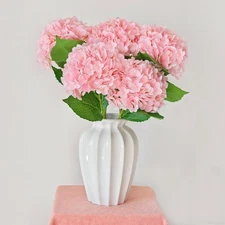 6 Pcs Real Touch Pink Hydrangea Artificial Flowers with Stems, Fake Silk Flow...