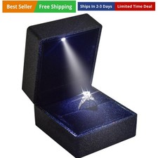 Luxury LED Lighted Engagement Ring Box - Elegant Starry Sky Ring Case for Wed...