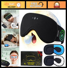 Weighted Bluetooth Sleep Mask with Gel Insert, 3D Blackout Eye Mask, Adjustable