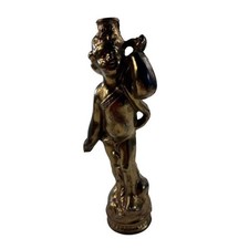 Vintage Gold Cherub Putto Figurine Antique Style Angel Statue Decor 10.5 Inch