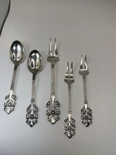 Three Small Forks, Two Demitasse Spoons, Norway, Sterling, 830