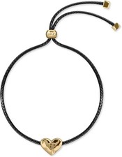 RADLEY Black Cord Friendship Bracelet with 18ct Gold Plated Heart Charm