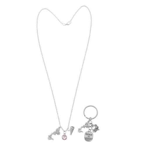 1 Set Cheer Keychain Cheerleader Necklace Cheerleading Megaphone Charm Key - Picture 5 of 20