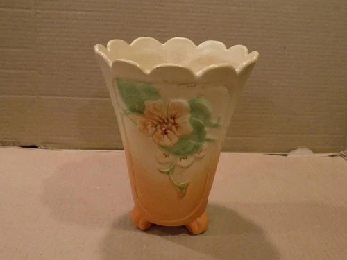 Weller Pottery 7 3/4" Panella Wild Rose Pattern Ceramic Vase 1930's