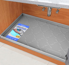 under Sink Mat Waterproof 34" X 22", Silicone Mat Kitchen Drawer Shelf and Cabin