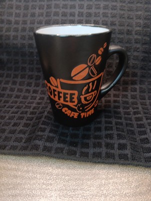 Orange/Black Cafe Time Coffee Cup/ Mug- Engraved 10oz