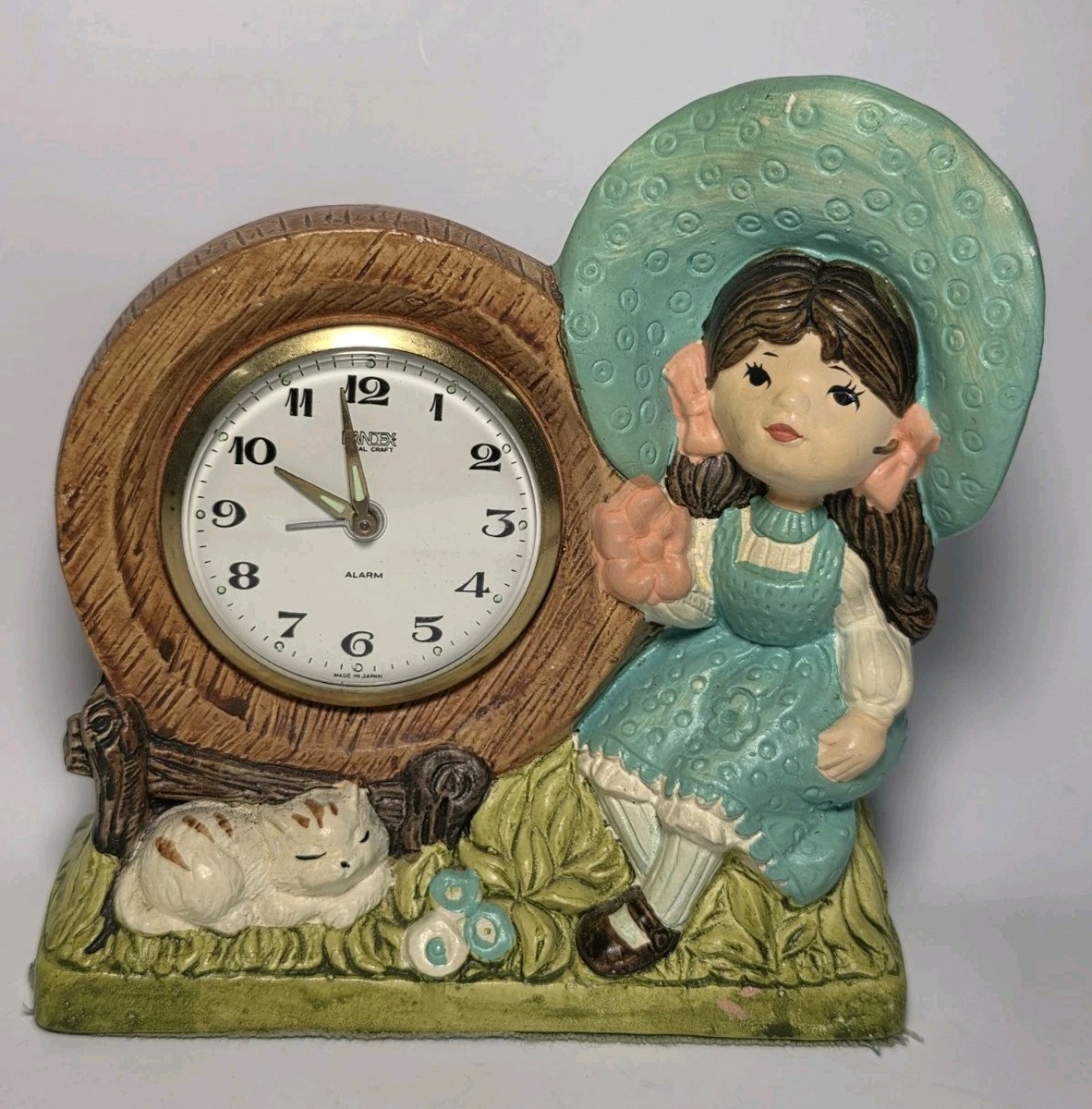 Vintage Ceramic Little Girl Alarm Clock by Landex Royal Craft Made