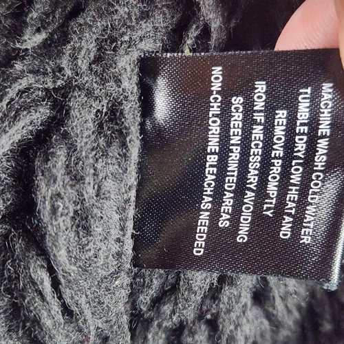 Volcom Hoodie Womens Medium Black Multicolor Yardsale Zip Faux Fur Lined Y2K - Picture 10 of 11