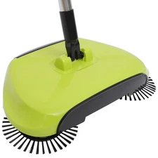 Hand Push Sweeper 3-in-1 Broom Dustpan Trash Bin Adjustable Handle 360° Rotat...