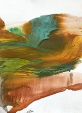 Abstract Mixed Media Ink Watercolor Painting on 7 X 9.5” Paper Contemporary