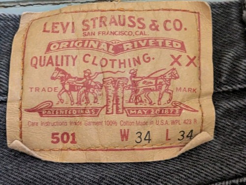 Vintage Levis 501 XX Jeans Black Straight Button Fly Made In USA 1980s 34 X 34 - Picture 8 of 18