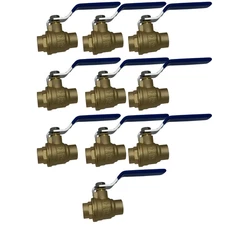 10 Pack XFITTING 1/2" Sweat Ball Valve , Full Port , 600 PSI , WOG , Lead Free