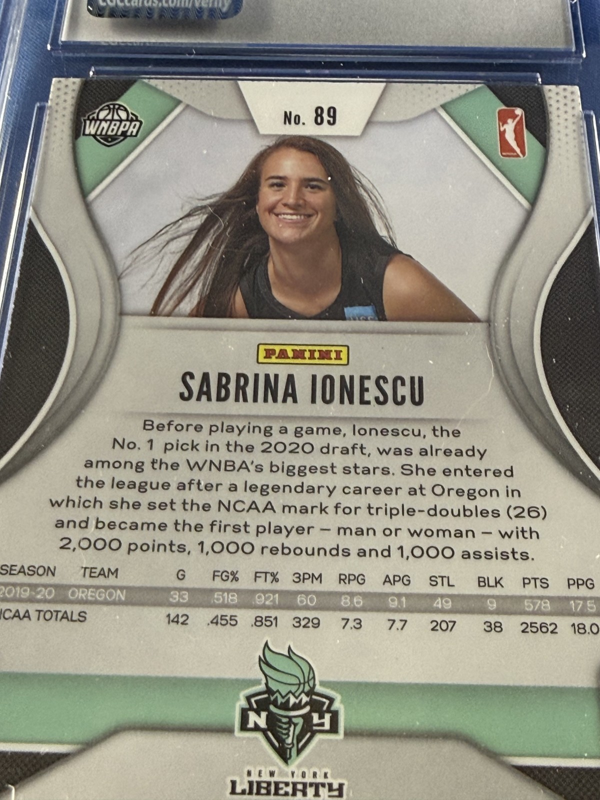 2020 Sabrina Ionescu Rookie !! #89 Panini Prizm CGC 10 GEM MINT Graded !!! view 12