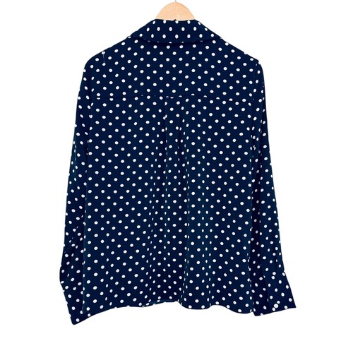 Blusa Camisa Rachel Zoe Mediana Azul Marino con Lunares Blancos Elástica Abotonada - Imagen 6 de 6
