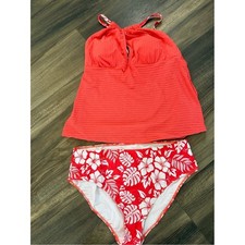 NEW Tropical Tankini Swimsuit Set | Coral & W...