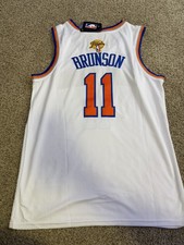 Jalen Brunson White New York Knicks 2026 NBA Finals Size L finals and USA patch