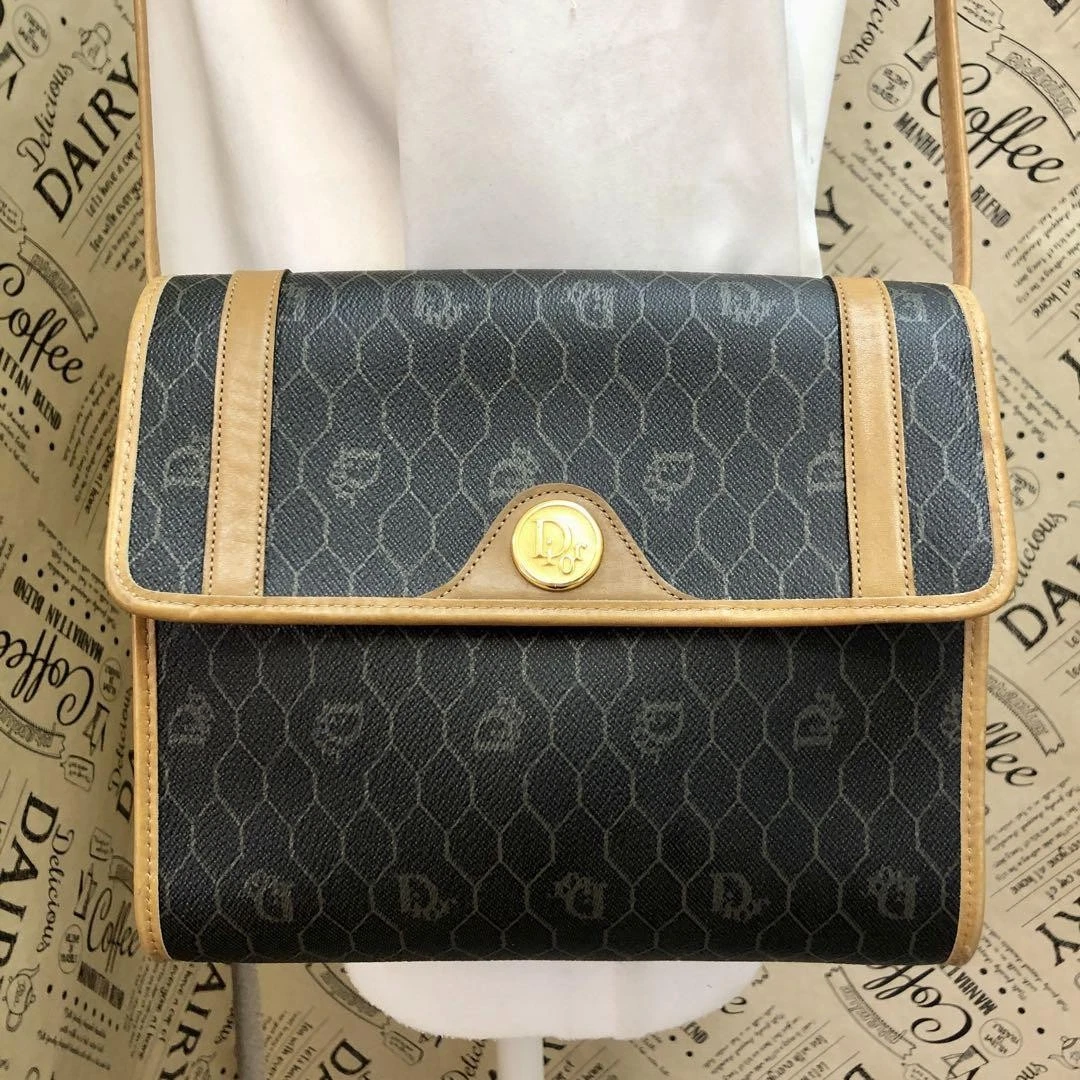 Sac bandoulière Christian Dior nid d'abeille pochette noir Fp31