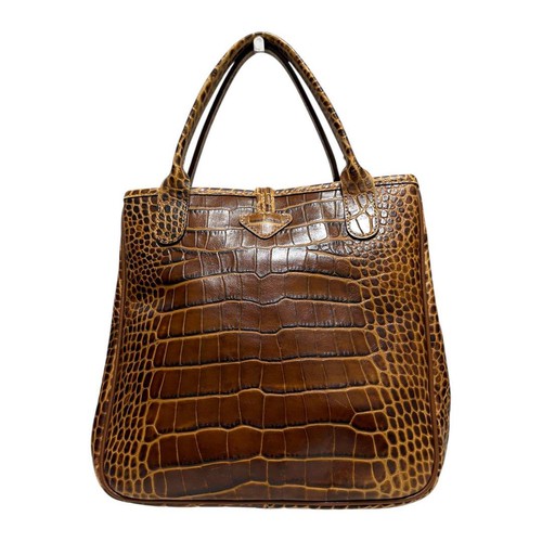 Longchamp Hand Bag Tote Purse Leather Brown Authentic - Picture 5 of 24