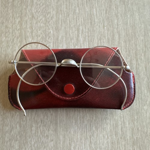 Antique Round Wire Rim Eyeglasses Cable Temple Spectacles Victorian Steampunk