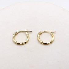 Solid 14k Yellow Gold Twist Baby Child Hoop Earrings 2nd Hole New